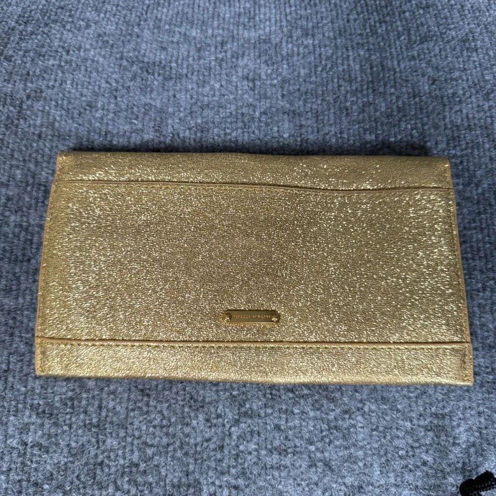 Rebecca Minkoff Foldable Wallet Purse Gold Metallic Inner Pocket Snap Closure